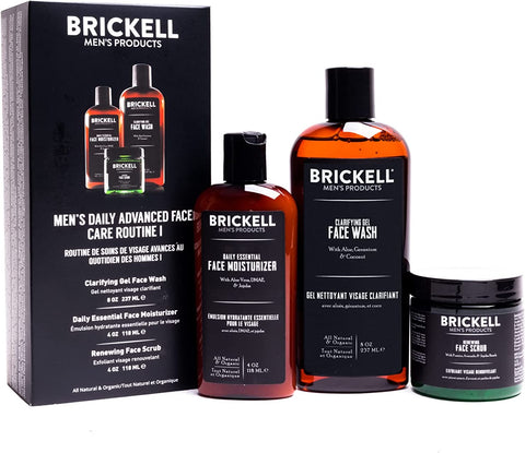 Brickell Men Daily Advanced Face Care Routine I, Gel Nettoyant Pour Le Visage, Gommage Pour Le Visage, Lotion Hydratante Pour Le Visage, Naturel Et Biologique, Non Parfumé