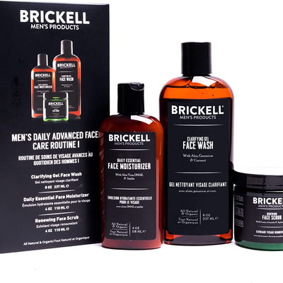 Brickell Men Daily Advanced Face Care Routine I, Gel Nettoyant Pour Le Visage, Gommage Pour Le Visage, Lotion Hydratante Pour Le Visage, Naturel Et Biologique, Non Parfumé